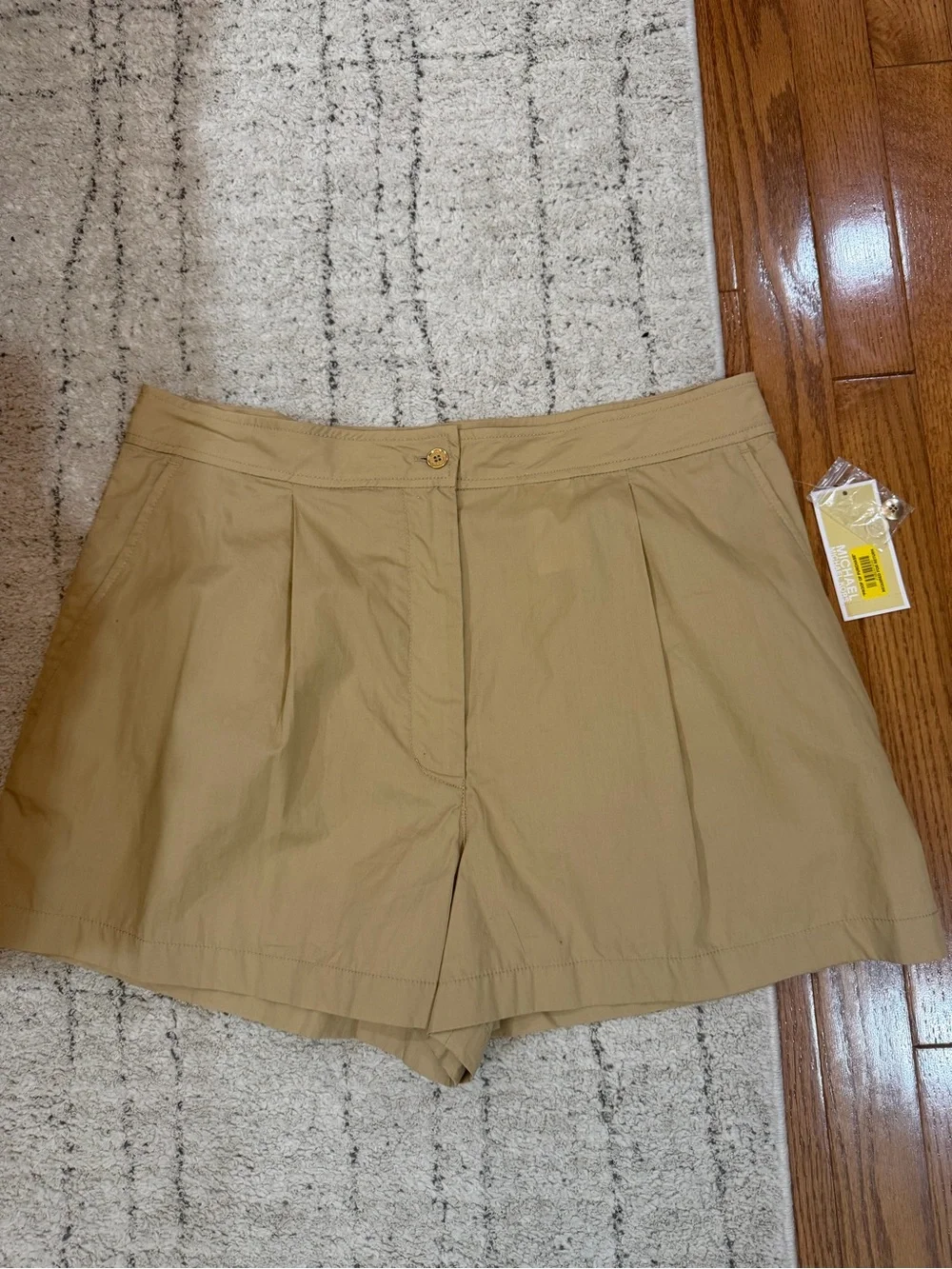 Michael Kors Tan Pleated Cotton Shorts